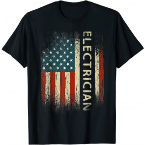 Patriotic Electrician Gifts American USA Flag T-Shirt