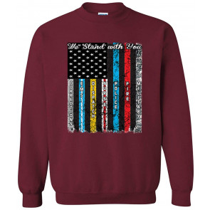 Patriotic First Responders Flag We Stand With You T-Shirt