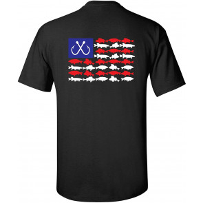 Patriotic Freshwater Fish American Flag USA Fresh Water Fishing Outdoors Men's T-Shirt