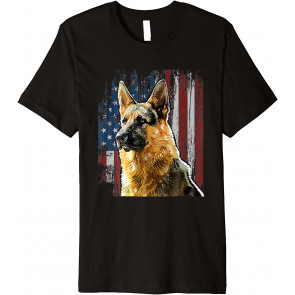 Patriotic-German-Shepherd-American Flag Dog Gift Men Women T-Shirt