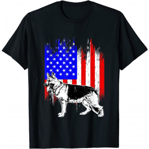 Patriotic German Shepherd American Flag Dog Lover Gift T-Shirt
