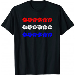Patriotic Hawaiian USA Red White Blue Aloha Bands T-Shirt