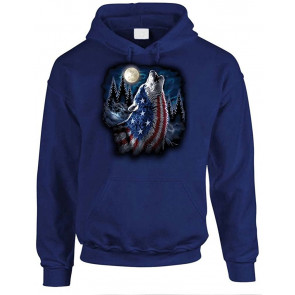Patriotic Howling Wolf - USA America Flag Patriot - T-Shirt