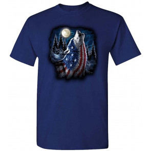 Patriotic Howling Wolf - USA America Flag Patriot - T-Shirt