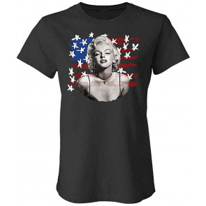 Patriotic Marilyn Stars And Stripes - USA Flag - Ladies Cotton T-Shirt