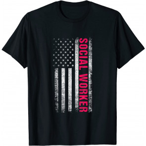 Patriotic Social Worker American Flag T-Shirt