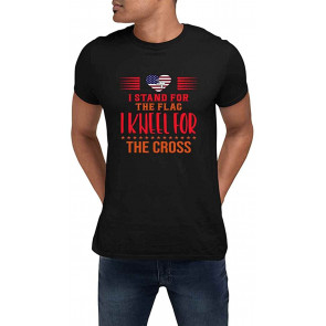 Patriotic Stand For Flag Kneel For Cross Black T-Shirt