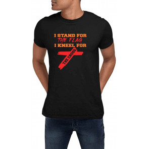Patriotic Stand For Flag Kneel For Cross Black T-Shirt