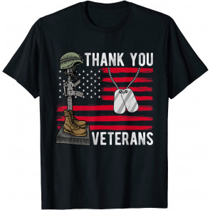 Patriotic Thank You American Flag Veterans Proud Veteran T-Shirt