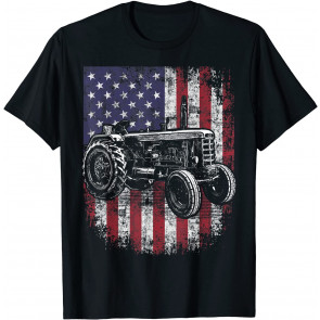 Patriotic Tractor American Flag Tractor Farmer Farm Gift Men T-Shirt