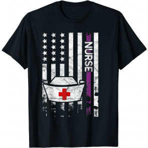 Patriotic USA Flag Nurse Outfit Nursing Clinical RN LPN T-Shirt