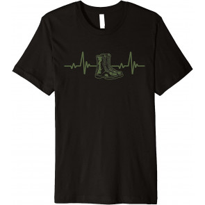 Patriotic Veterans Day Heartbeat Graphic Combat Boots T-Shirt