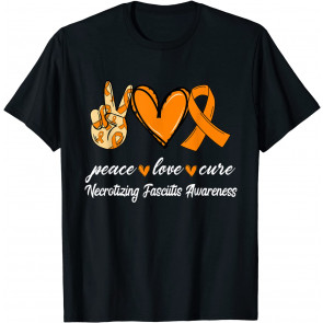 Peace Love Hope Orange Ribbon Necrotizing Fasciitis Aware T-Shirt
