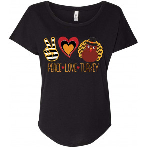 Peace Love Turkey Ladies Dolman T-Shirt