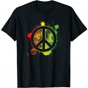 Peace Sign Love Freedom Symbol Hippie Rastafari Colors T-Shirt