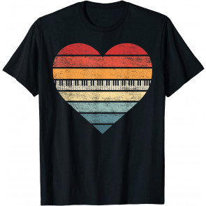 Pianist Gifts Retro Sunset Piano Keyboard Player Teacher T-Shirt