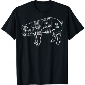 Pig And Pork Diagram Design, Butcher Design, Bacon Gift T-Shirt