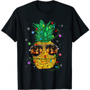 Pineapple With Glass Christmas Pajamas Family Xmas Coconut T-Shirt