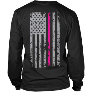 Pink Line Silver American Flag T-Shirt