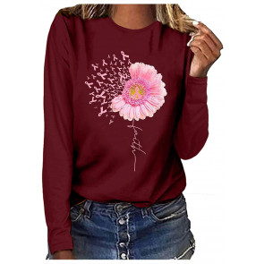 Pink Ribbon Daisy Flower Breast Cancer T-Shirt