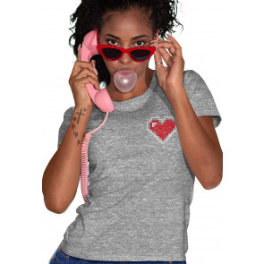 Pixel Heart Womens Girls Juniors Valentines Day T-Shirt