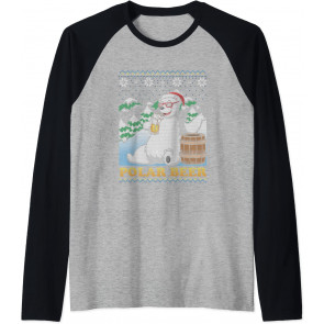 Polar Bear Santa Claus Drinking Beer Ugly Christmas  T-Shirt