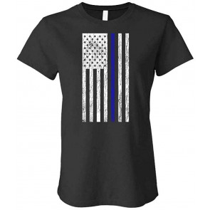 Police Lives Matter - Thin Blue Line - Ladies Cotton T-Shirt