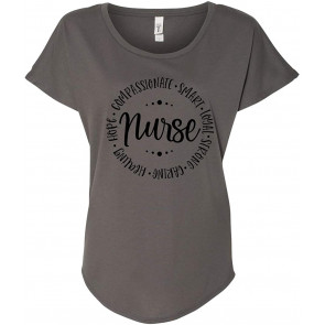 Positive Nurse Circle Words Ladies Dolman T-Shirt