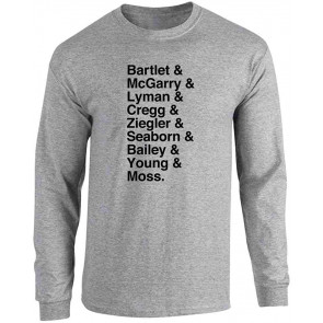 President Bartlet & Staff List Of Names Full T-Shirt