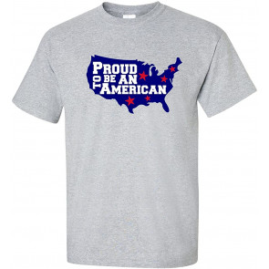 Proud To Be An American USA Outline Patriotic 4th Of July T-Shirt
