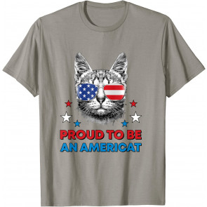 Proud To Be An Americat American Cat Patriotic 4th Of July T-Shirt