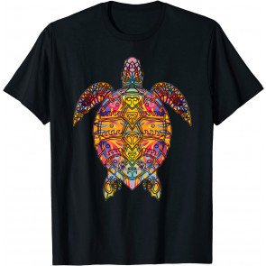 Psychedelic Hippie Sea Turtle Gift. Tribal Turtle Design T-Shirt