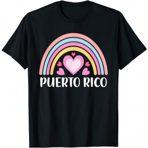 Puerto Rico For Women Rainbow Hearts T-Shirt