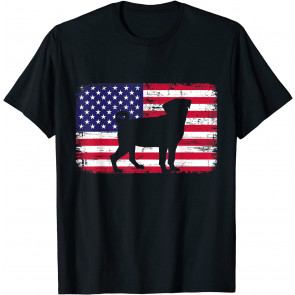 Pug Dog American Flag Heart 4th Of July USA Patriotic Men T-Shirt