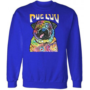 Pug LUV - Dean Russo Dog Modern Art - Fleece Sweat T-Shirt