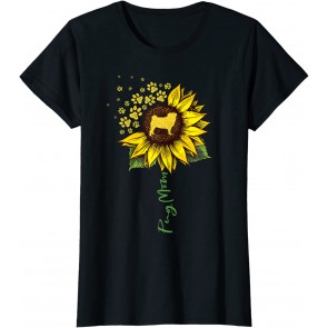 Pug Mom Sunflower Pug Lover Gifts Dog Mom Mama T-Shirt