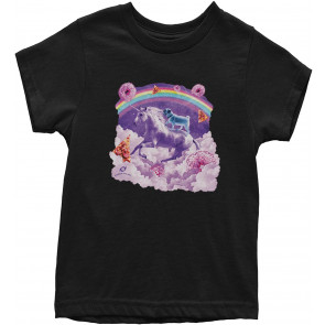Pug Riding A Unicorn Rainbow T-Shirt