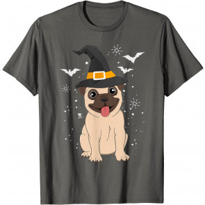 Pug Witch Halloween Dog Puppy Outfit Costume Trick Or Treat T-Shirt