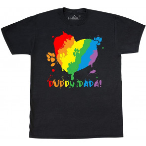 Puppy Papa Heart Dog Paw Finger Paint Design T-Shirt
