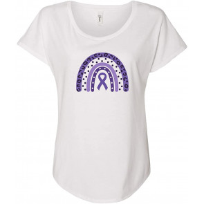 Purple Ribbon Awareness Boho Rainbow  T-Shirt