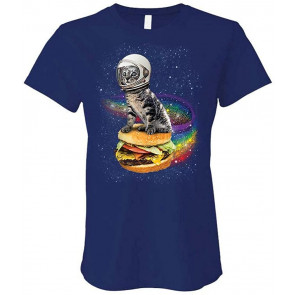 Rainbow Burger CAT - Ladies Cotton T-Shirt