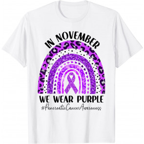 Rainbow November We Wear Purple Pancreatic Cancer Awareness T-Shirt