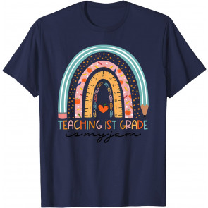 Rainbow Teaching 1st Grade Is My Jam Teacher Back To School T-Shirt