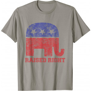 Raised Right! Republican Elephant Vintage Logo T-Shirt