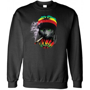 RASTAFURRIAN CAT - Rasta Rastafari Jamaica - Fleece Sweat T-Shirt