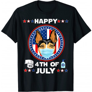 Rat Terrier Dog In Mask Happy 4th Of July 2021 T-Shirt