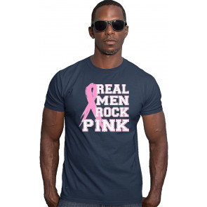 Real Men Rock Pink Breast Cancer Deluxe T-Shirt