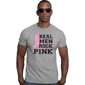 Real Men Rock Pink Breast Cancer Deluxe T-Shirt