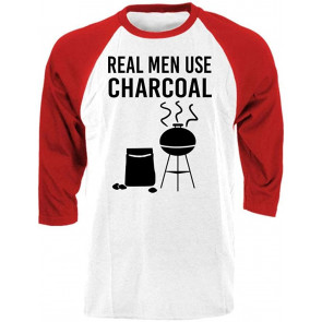 Real Men Use Charcoal - Barbecue BBQ Grill Summer - Baseball T-Shirt