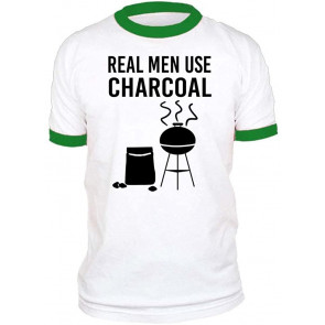 Real Men Use Charcoal - Barbecue BBQ Grill Summer - Retro Ringer T-Shirt